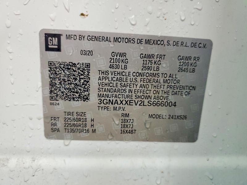 Продажа на аукционе авто 2020 Chevrolet Equinox, vin: 3GNAXXEV2LS666004, номер лота: 79531665