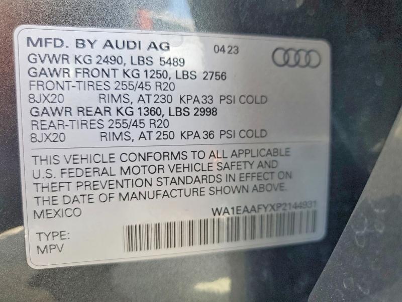Продажа на аукционе авто 2023 Audi Q5, vin: WA1EAAFYXP2144931, номер лота: 45874546