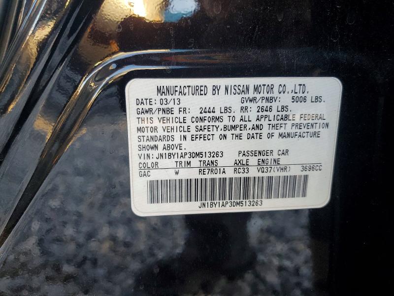 47129246 :رقم المزاد ، JN1BY1AP3DM513263 vin ، 2013 Infiniti M37 مزاد بيع