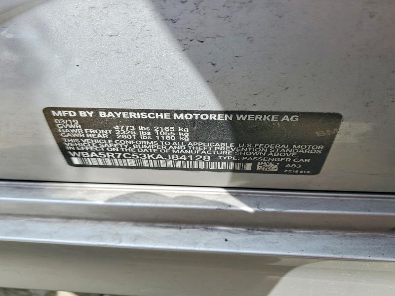 47730866 :رقم المزاد ، WBA5R7C53KAJ84128 vin ، 2019 Bmw 330xi مزاد بيع