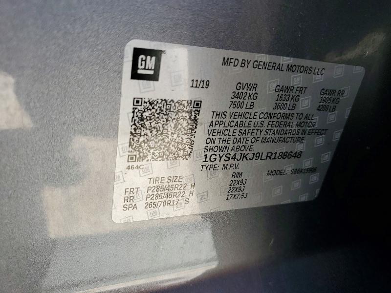 Продаж на аукціоні авто 2020 Cadillac Escalade, vin: 1GYS4JKJ9LR188648, номер лоту: 47122626