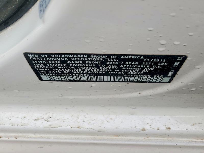 Продаж на аукціоні авто 2013 Volkswagen Passat, vin: 1VWBP7A32DC062622, номер лоту: 46346156