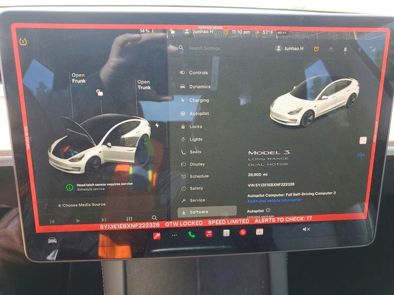 79483585 :رقم المزاد ، 5YJ3E1EBXNF222326 vin ، 2022 Tesla Model 3 مزاد بيع