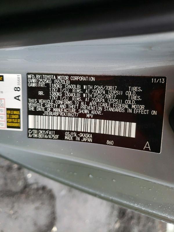 Aukcja sprzedaży 2014 Toyota Fj Cruiser, vin: JTEBU4BF9EK186277, numer aukcji: 45460996