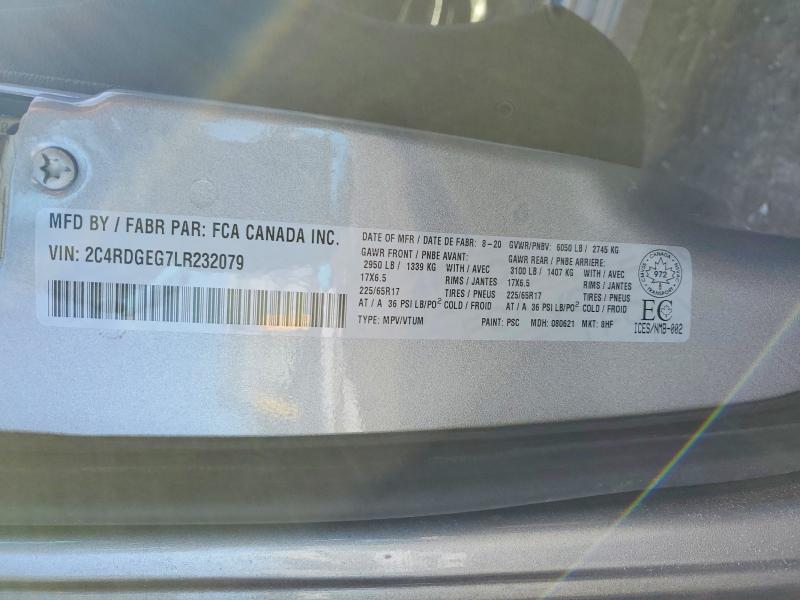 2020 Dodge Grand Caravan მანქანა იყიდება აუქციონზე, vin: 2C4RDGEG7LR232079, აუქციონის ნომერი: 77474065