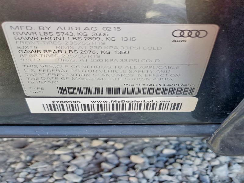 Продаж на аукціоні авто 2015 Audi Q5, vin: WA1CMAFP6FA097455, номер лоту: 45674446