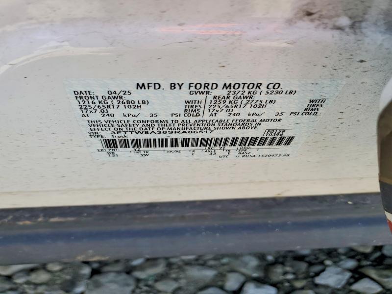 Продажа на аукционе авто 2025 Ford Maverick, vin: 3FTTW8A36SRA86517, номер лота: 47741036