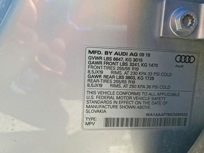 Продаж на аукціоні авто 2019 Audi Q7, vin: WA1AAAF79KD009023, номер лоту: 47243076