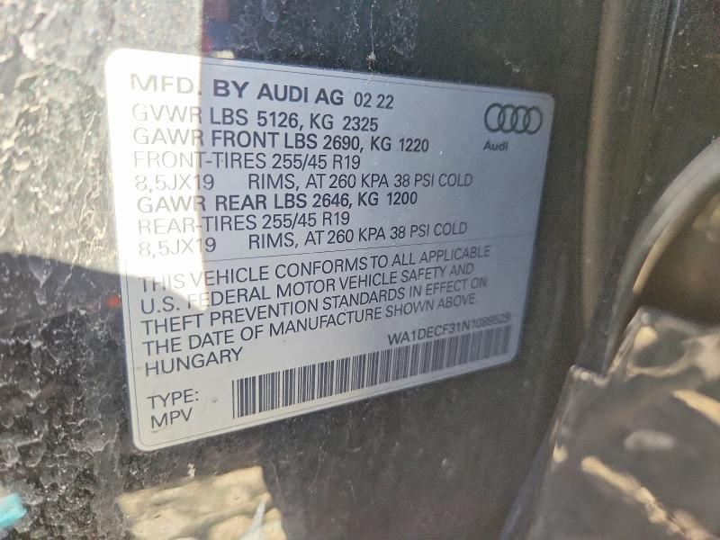 Продажа на аукционе авто 2022 Audi Q3, vin: WA1DECF31N1089529, номер лота: 47262326