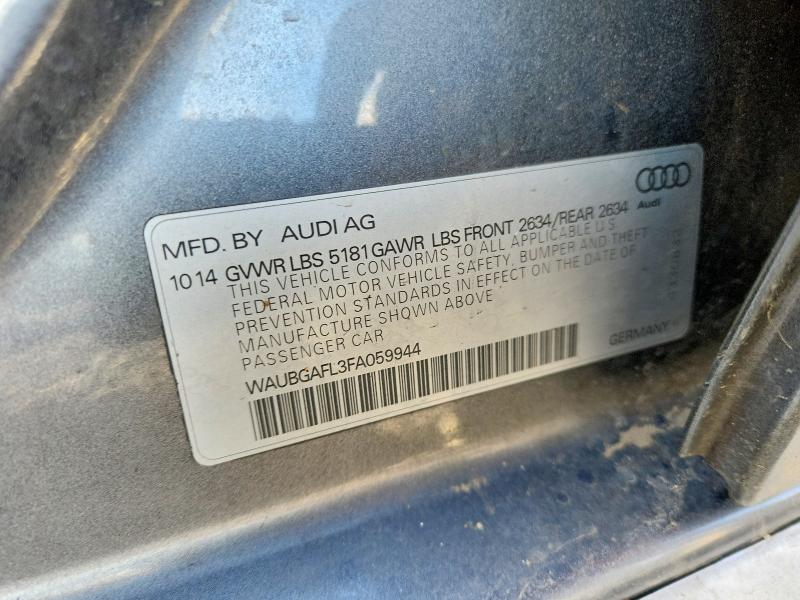 2015 Audi S4 მანქანა იყიდება აუქციონზე, vin: WAUBGAFL3FA059944, აუქციონის ნომერი: 79903945