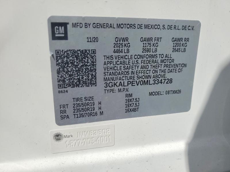 Aukcja sprzedaży 2021 Gmc Terrain, vin: 3GKALPEV0ML334728, numer aukcji: 45861856