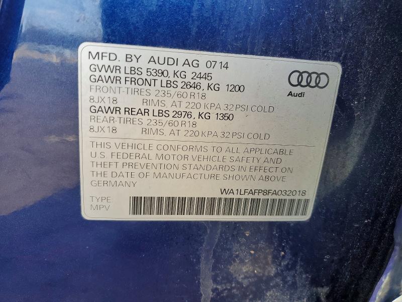 Продаж на аукціоні авто 2015 Audi Q5, vin: WA1LFAFP8FA032018, номер лоту: 41812546