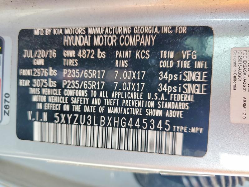 Продаж на аукціоні авто 2017 Hyundai Santa Fe Sport, vin: 5XYZU3LBXHG445345, номер лоту: 41585736