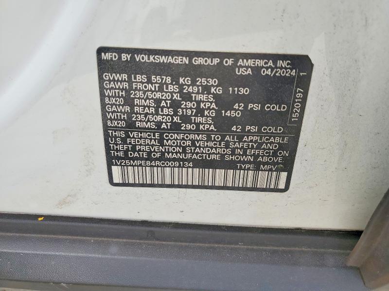 46157216 :رقم المزاد ، 1V25MPE84RC009134 vin ، 2024 Volkswagen Id.4 مزاد بيع