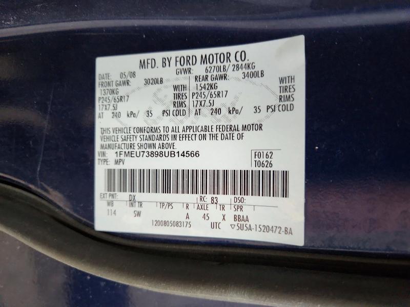 2008 Ford Explorer მანქანა იყიდება აუქციონზე, vin: 1FMEU73898UB14566, აუქციონის ნომერი: 53175006