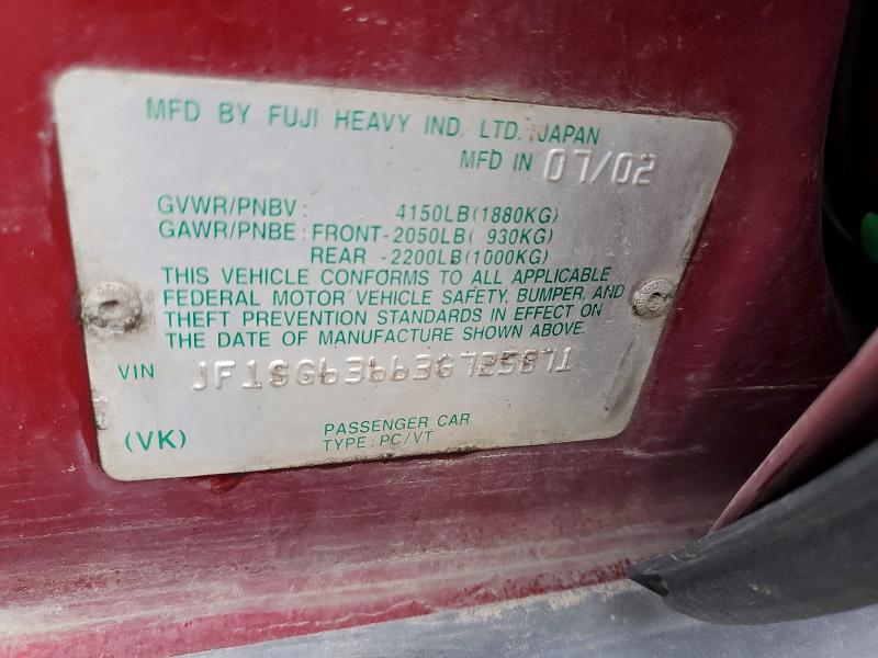 Продаж на аукціоні авто 2003 Subaru Forester, vin: JF1SG63663G725871, номер лоту: 46276896
