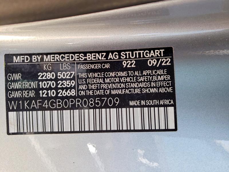 Aukcja sprzedaży 2023 Mercedes-benz C, vin: W1KAF4GB0PR085709, numer aukcji: 45851006