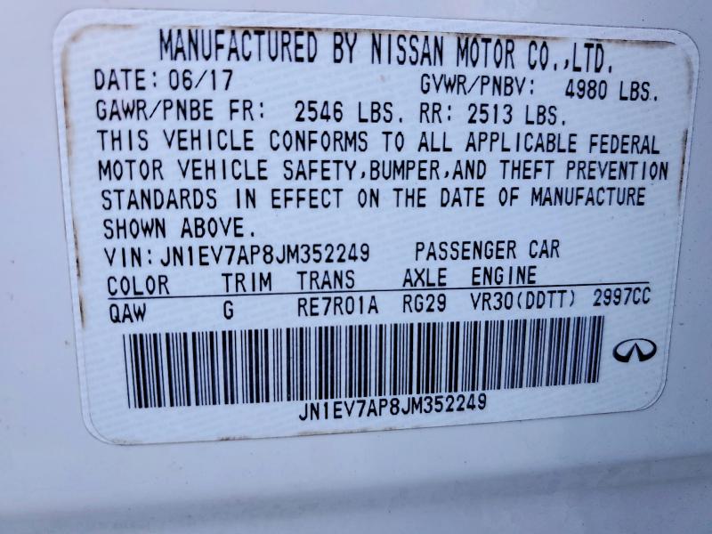 Aukcja sprzedaży 2018 Infiniti Q50, vin: JN1EV7AP8JM352249, numer aukcji: 46836506