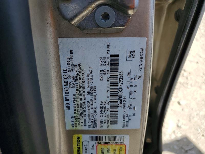 Продажа на аукционе авто 2017 Ford Fusion, vin: 3FA6P0HDXHR293565, номер лота: 47639006