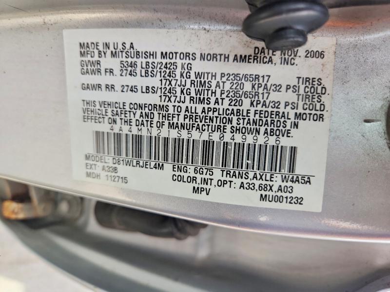 Продаж на аукціоні авто 2007 Mitsubishi Endeavor, vin: 4A4MN21S57E049926, номер лоту: 48258916