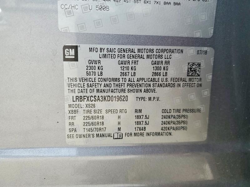 Aukcja sprzedaży 2019 Buick Envision, vin: LRBFXCSA3KD019620, numer aukcji: 47412636