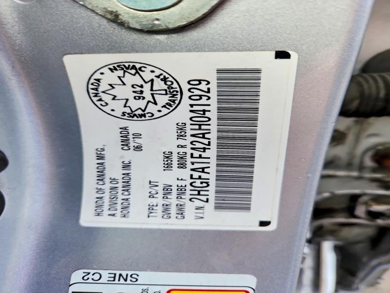 Aukcja sprzedaży 2010 Honda Civic, vin: 2HGFA1F42AH041929, numer aukcji: 79086665