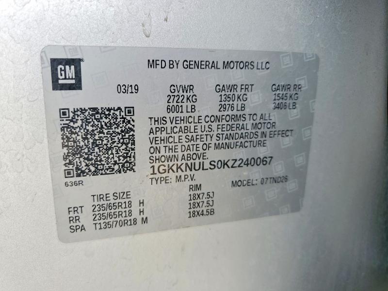 Продажа на аукционе авто 2019 Gmc Acadia, vin: 1GKKNULS0KZ240067, номер лота: 47041086
