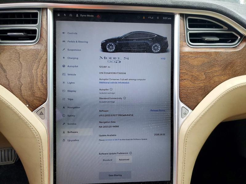47944856 :رقم المزاد ، 5YJSA1E28HF190598 vin ، 2017 Tesla Model S مزاد بيع