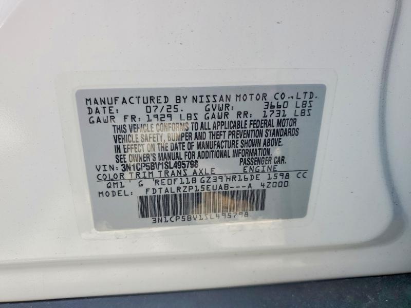 2025 Nissan Kicks Play მანქანა იყიდება აუქციონზე, vin: 3N1CP5BV1SL495798, აუქციონის ნომერი: 47300856