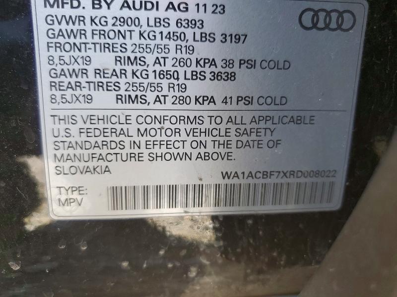 46686626 :رقم المزاد ، WA1ACBF7XRD008022 vin ، 2024 Audi Q7 مزاد بيع