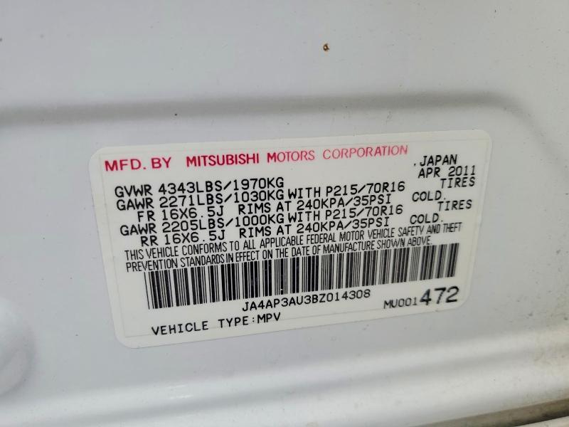 Продаж на аукціоні авто 2011 Mitsubishi Outlander Sport, vin: JA4AP3AU3BZ014308, номер лоту: 46363916