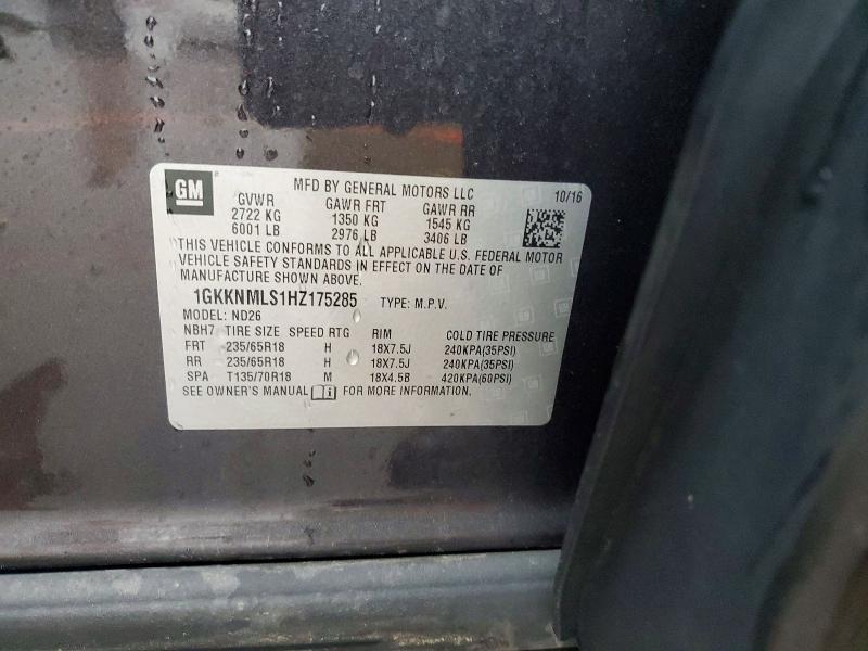 Продаж на аукціоні авто 2017 Gmc Acadia, vin: 1GKKNMLS1HZ175285, номер лоту: 79243355