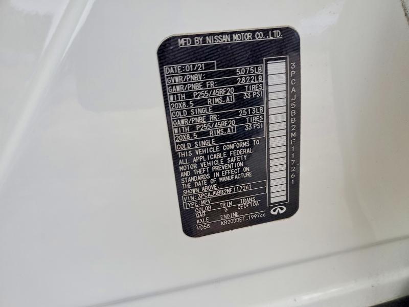 Aukcja sprzedaży 2021 Infiniti Qx50, vin: 3PCAJ5BB2MF117261, numer aukcji: 79829605