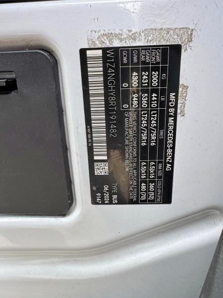 Aukcja sprzedaży 2024 Mercedes-benz Sprinter, vin: W1Z4NGHY8RT191482, numer aukcji: 48011186