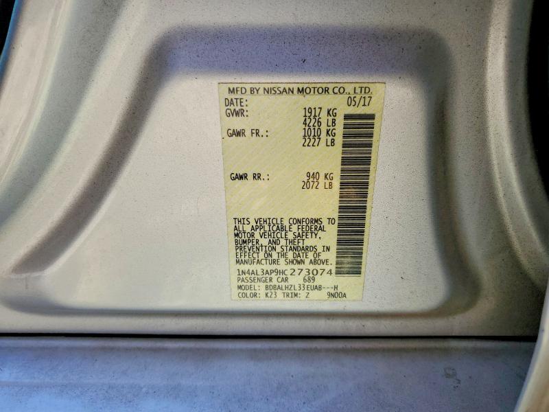 Aukcja sprzedaży 2017 Nissan Altima, vin: 1N4AL3AP9HC273074, numer aukcji: 47629706