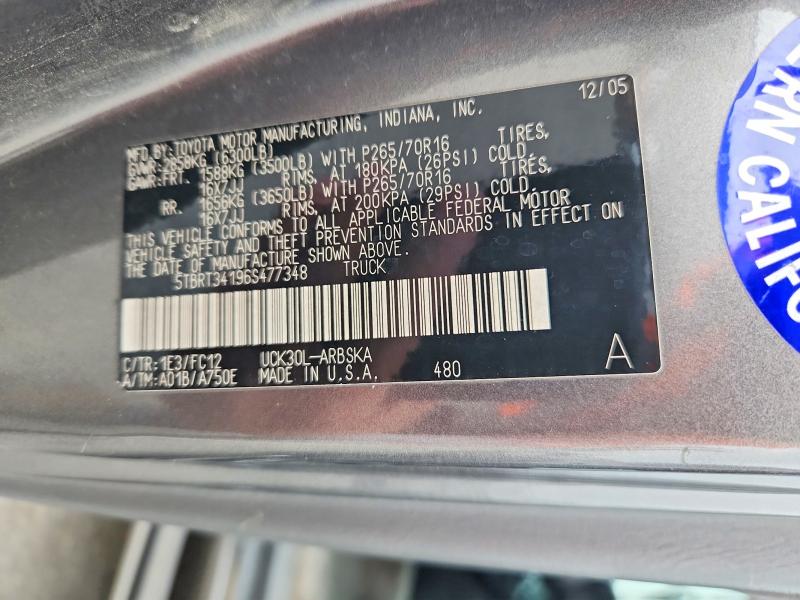 47826326 :رقم المزاد ، 5TBRT34196S477348 vin ، 2006 Toyota Tundra مزاد بيع