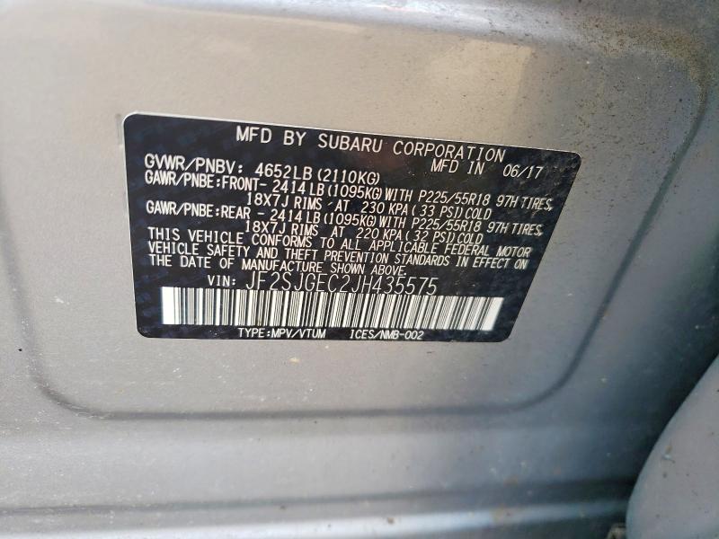 47869636 :رقم المزاد ، JF2SJGEC2JH435575 vin ، 2018 Subaru Forester مزاد بيع