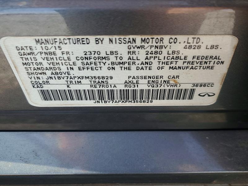 Aukcja sprzedaży 2015 Infiniti Q50, vin: JN1BV7APXFM356829, numer aukcji: 79606815