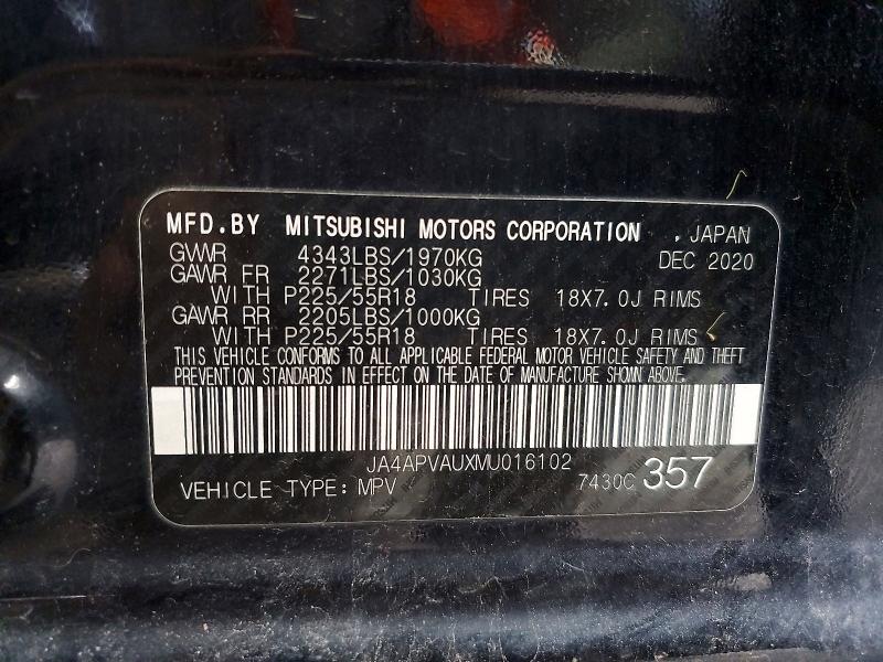 Продаж на аукціоні авто 2021 Mitsubishi Outlander Sport, vin: JA4APVAUXMU016102, номер лоту: 47282836