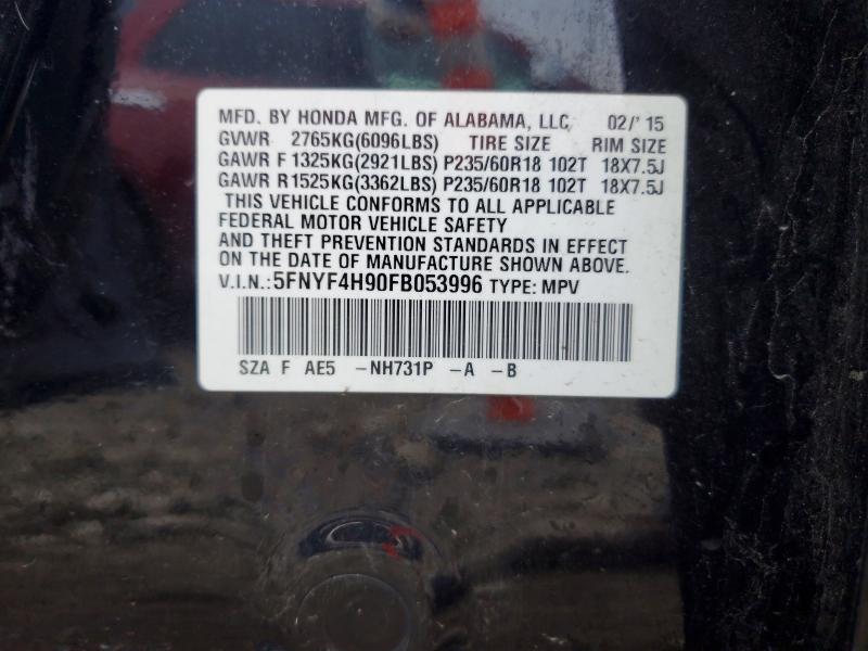 2015 Honda Pilot მანქანა იყიდება აუქციონზე, vin: 5FNYF4H90FB053996, აუქციონის ნომერი: 41741926