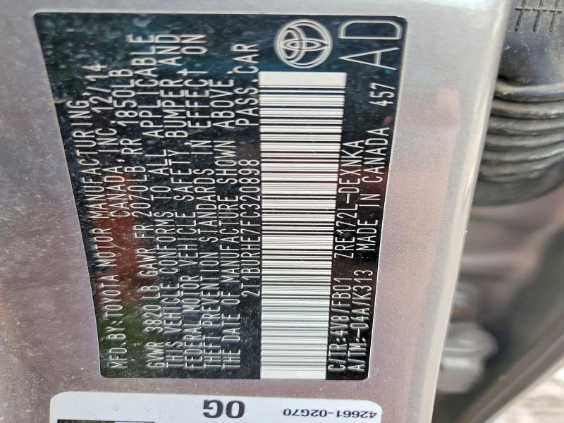 Aukcja sprzedaży 2015 Toyota Corolla, vin: 2T1BURHE7FC320898, numer aukcji: 78481335