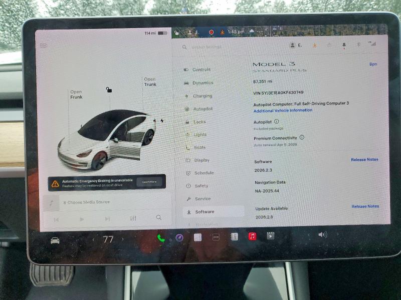 79828855 :رقم المزاد ، 5YJ3E1EA0KF430749 vin ، 2019 Tesla Model 3 مزاد بيع