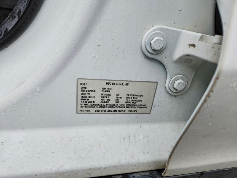 2021 Tesla Model Y მანქანა იყიდება აუქციონზე, vin: 5YJYGDEE3MF142232, აუქციონის ნომერი: 47767866