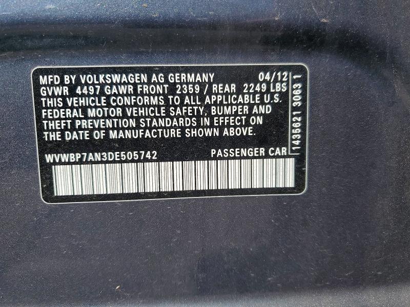 Продаж на аукціоні авто 2013 Volkswagen Cc, vin: WVWBP7AN3DE505742, номер лоту: 46660256