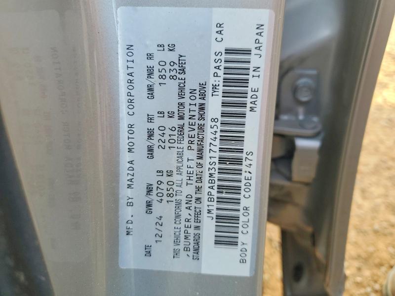 Продаж на аукціоні авто 2025 Mazda 3, vin: JM1BPABM3S1774458, номер лоту: 47699416