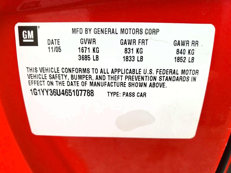 2006 Chevrolet Corvette მანქანა იყიდება აუქციონზე, vin: 1G1YY36U465107788, აუქციონის ნომერი: 48159636