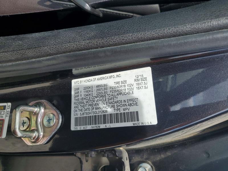 Aukcja sprzedaży 2016 Acura Rdx, vin: 5J8TB3H73GL012826, numer aukcji: 47973916