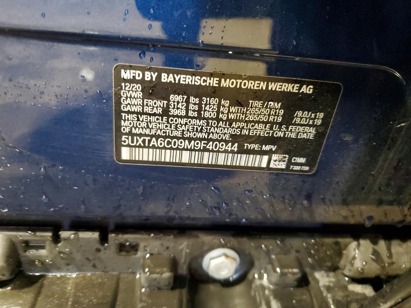 46843866 :رقم المزاد ، 5UXTA6C09M9F40944 vin ، 2021 Bmw X5 مزاد بيع