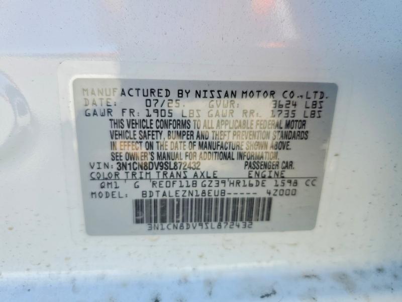 46137406 :رقم المزاد ، 3N1CN8DV9SL872432 vin ، 2025 Nissan Versa مزاد بيع
