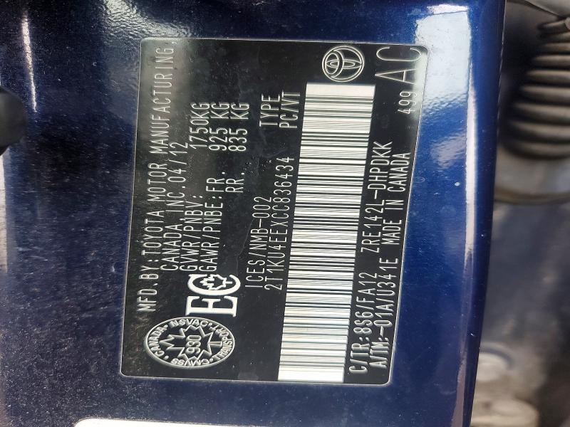 Aukcja sprzedaży 2012 Toyota Matrix, vin: 2T1KU4EEXCC836434, numer aukcji: 46383016